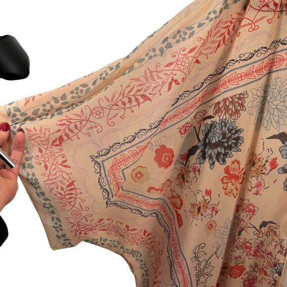 Ladies Floral Chiffon Kimono Duster‎ Short Sleeve One Size - Picture 3 of 9